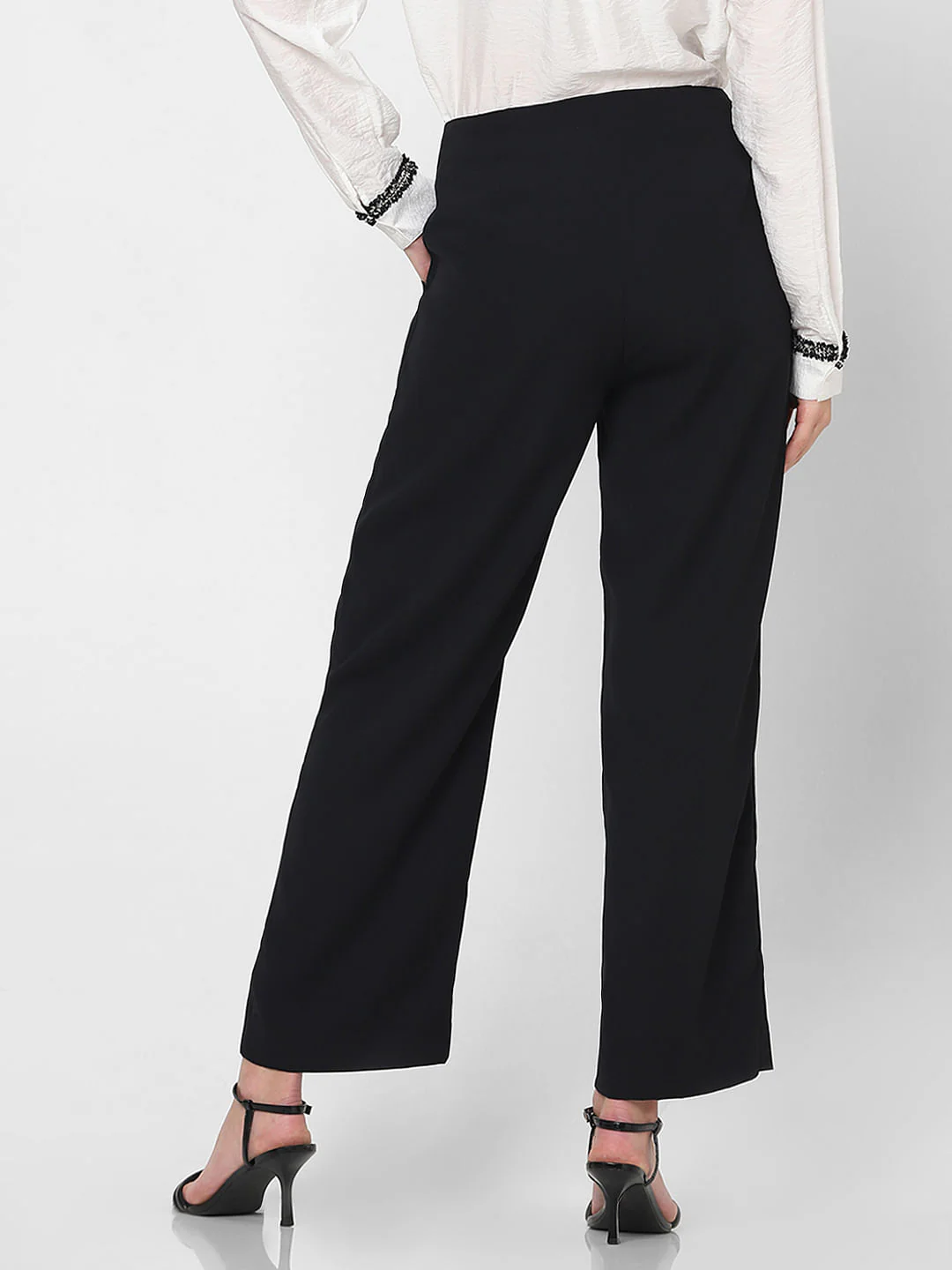 Black High Rise Straight Fit Pants - Image 4