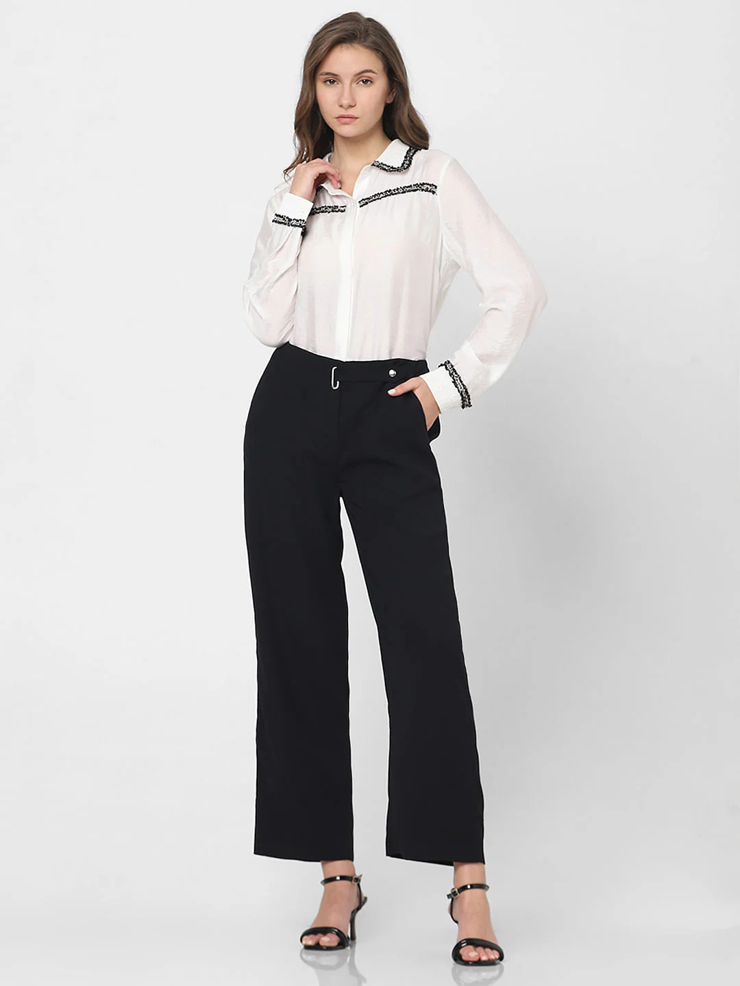 Black High Rise Straight Fit Pants - Image 5