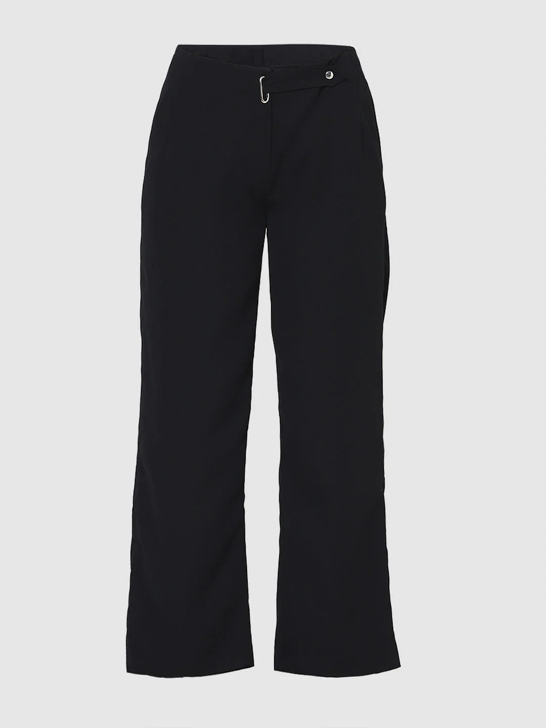 Black High Rise Straight Fit Pants - Image 7