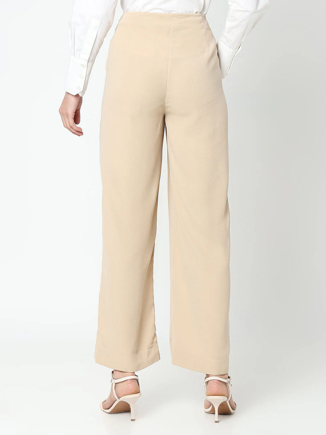 Tan High Rise Straight Fit Pants - Image 4