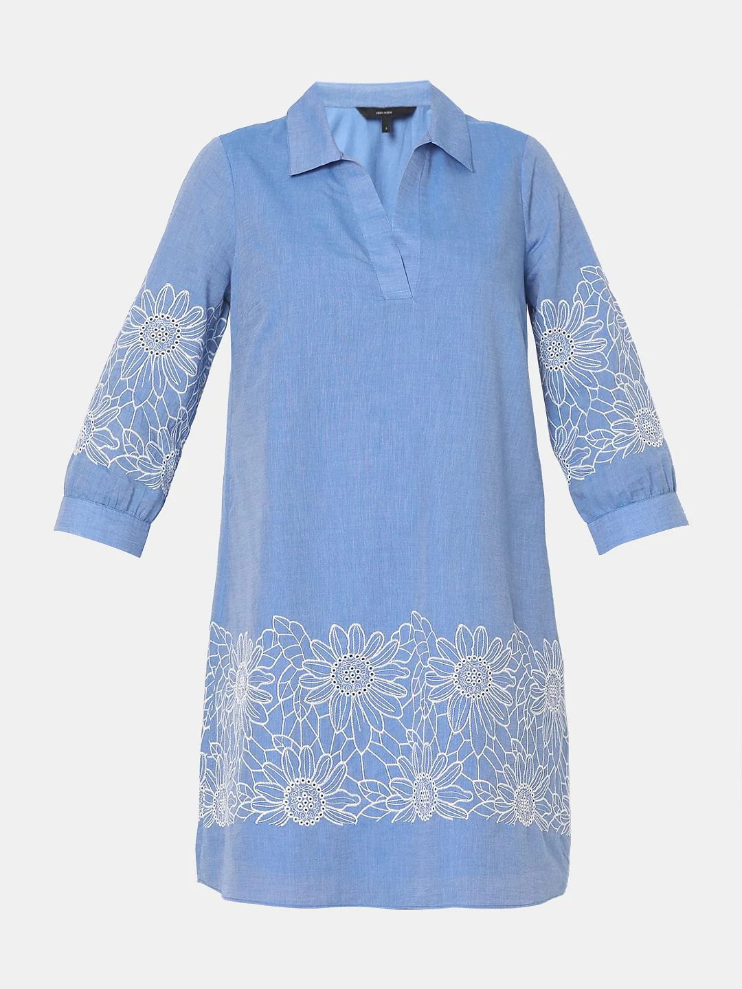 Blue Embroidered Shirt Dress - Image 7