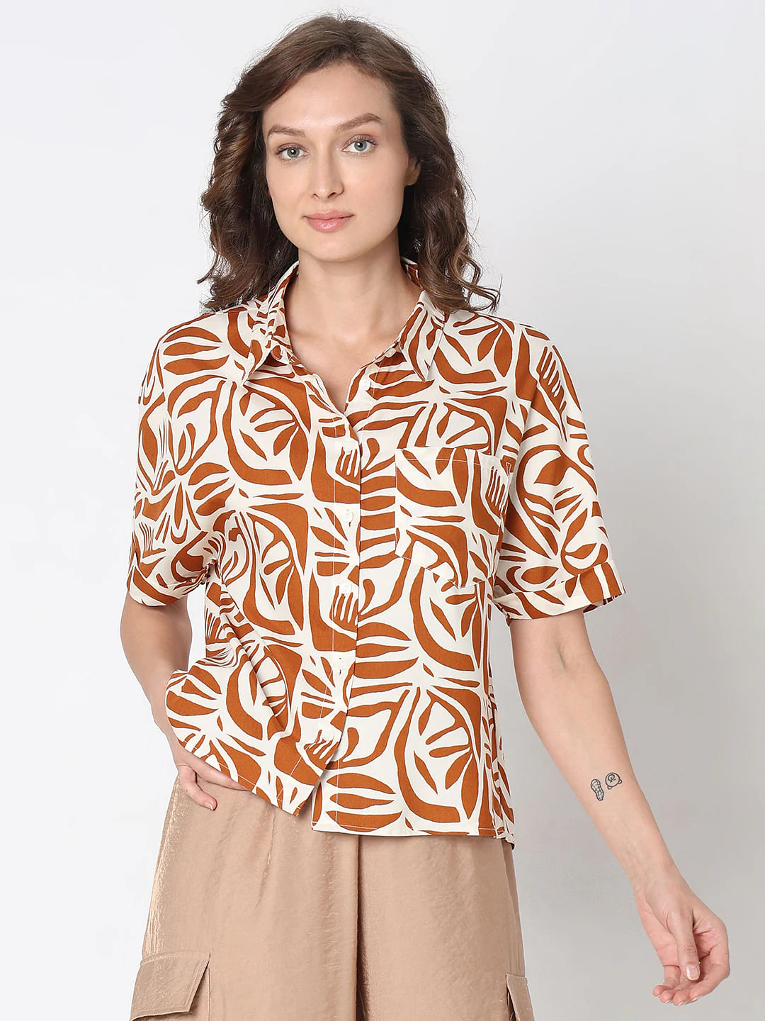 Beige Printed Shirt - Image 2