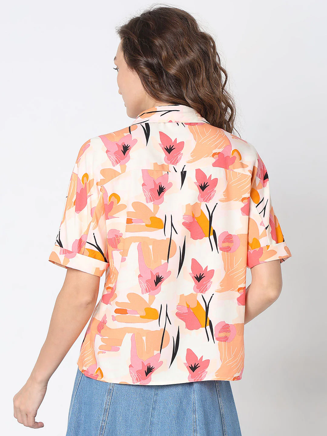 Orange Floral Print Shirt - Image 4
