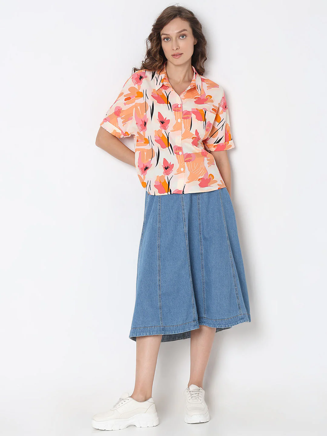 Orange Floral Print Shirt - Image 5