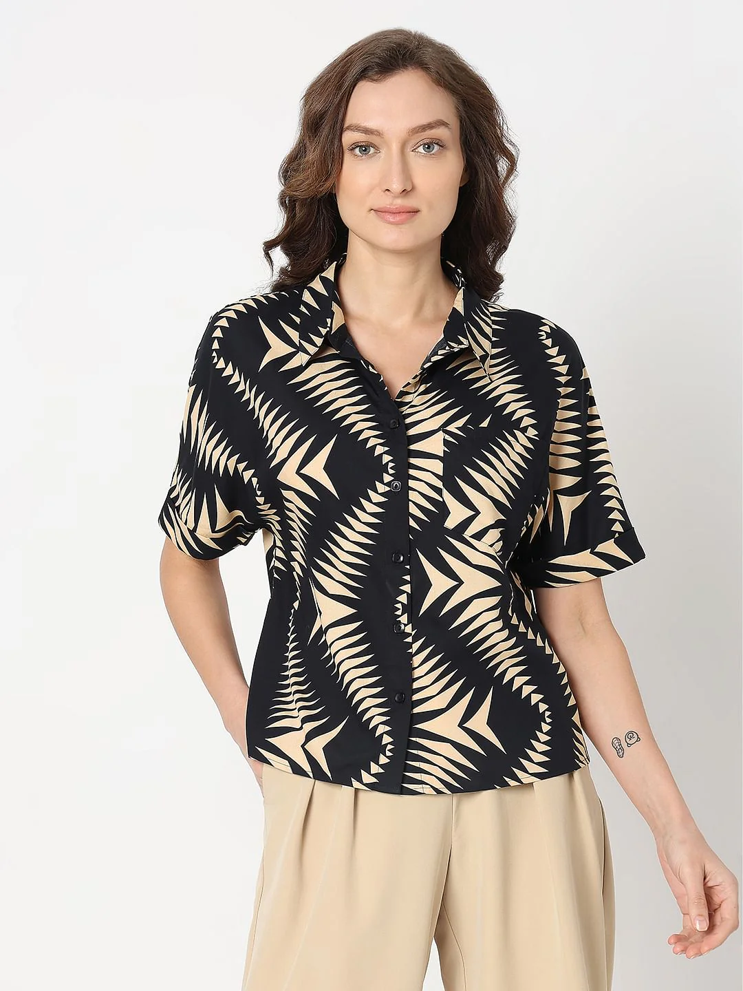 Black Abstract Print Shirt - Image 2