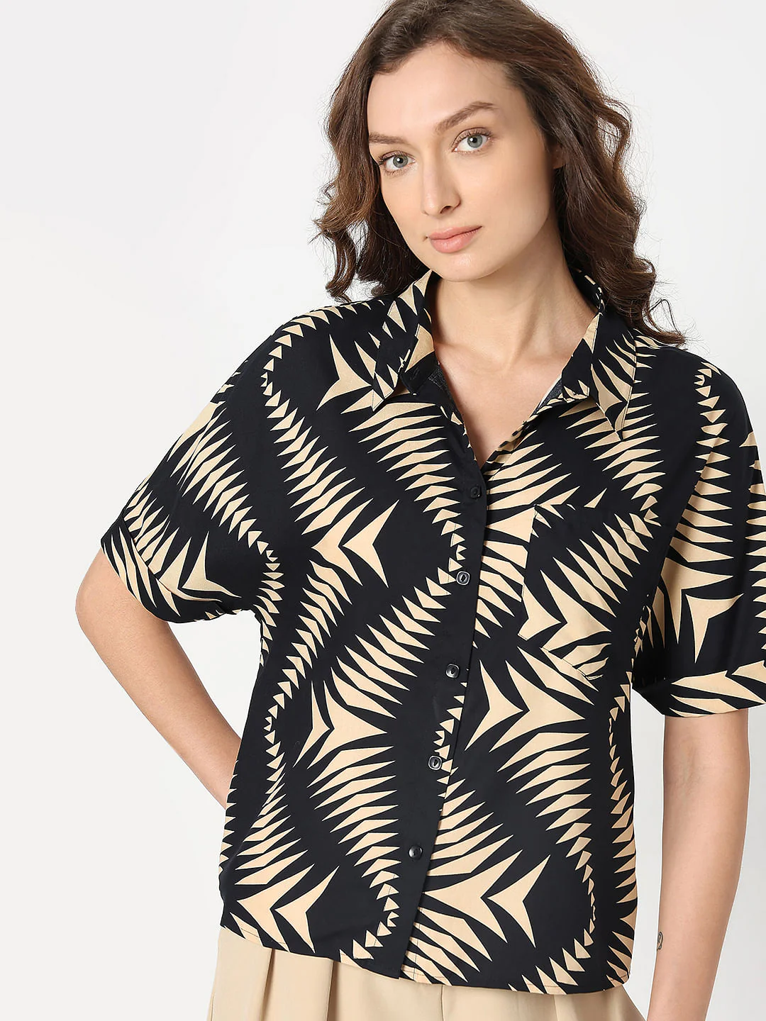 Black Abstract Print Shirt - Image 6