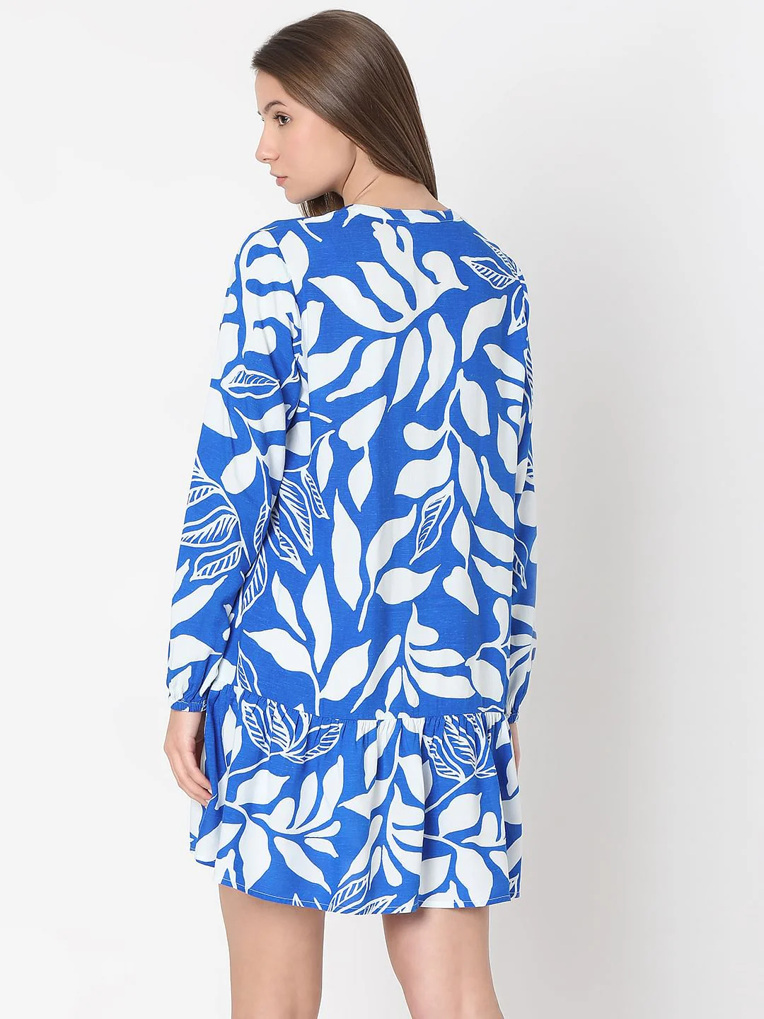 Blue & White Printed Shift Dress - Image 4
