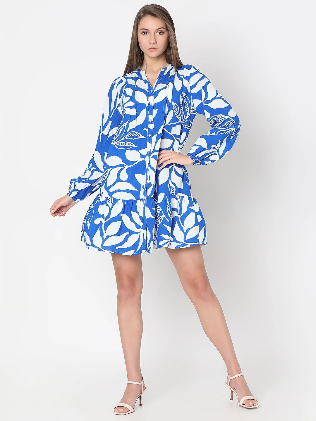 Blue & White Printed Shift Dress - Image 5