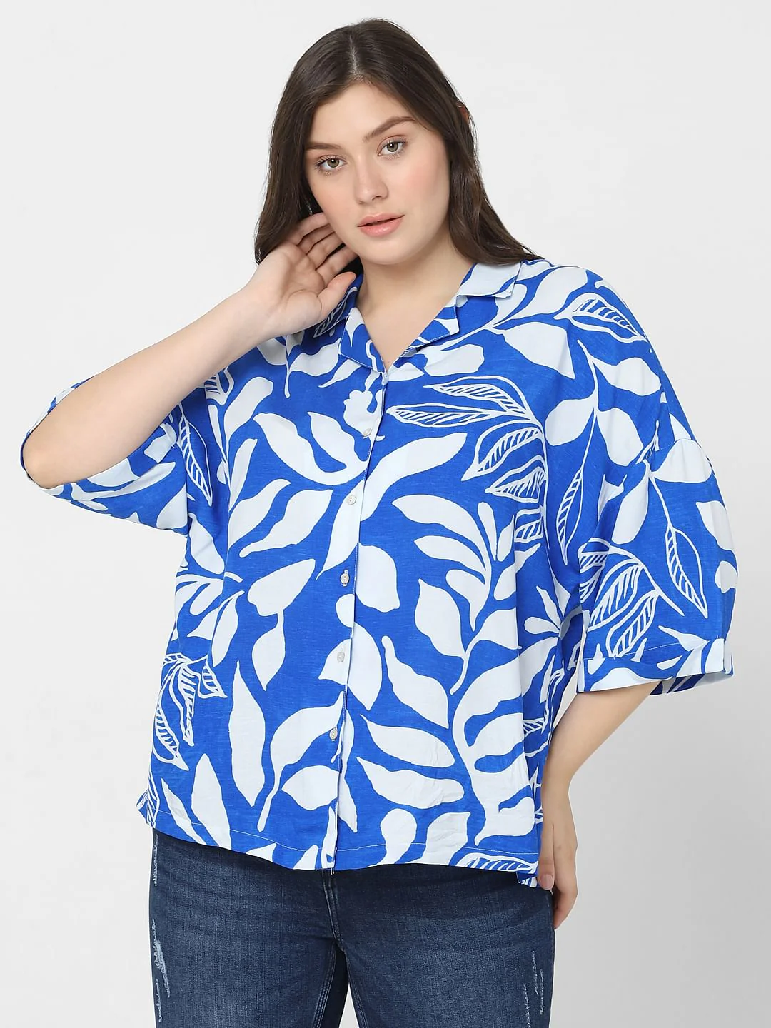Curve Blue Abstract Print Shirt - Image 2