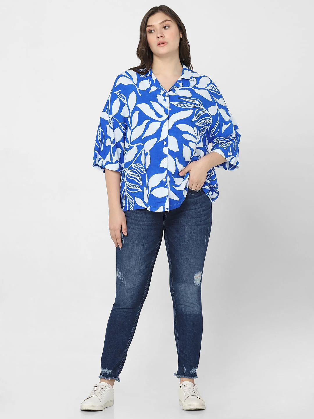 Curve Blue Abstract Print Shirt - Image 5