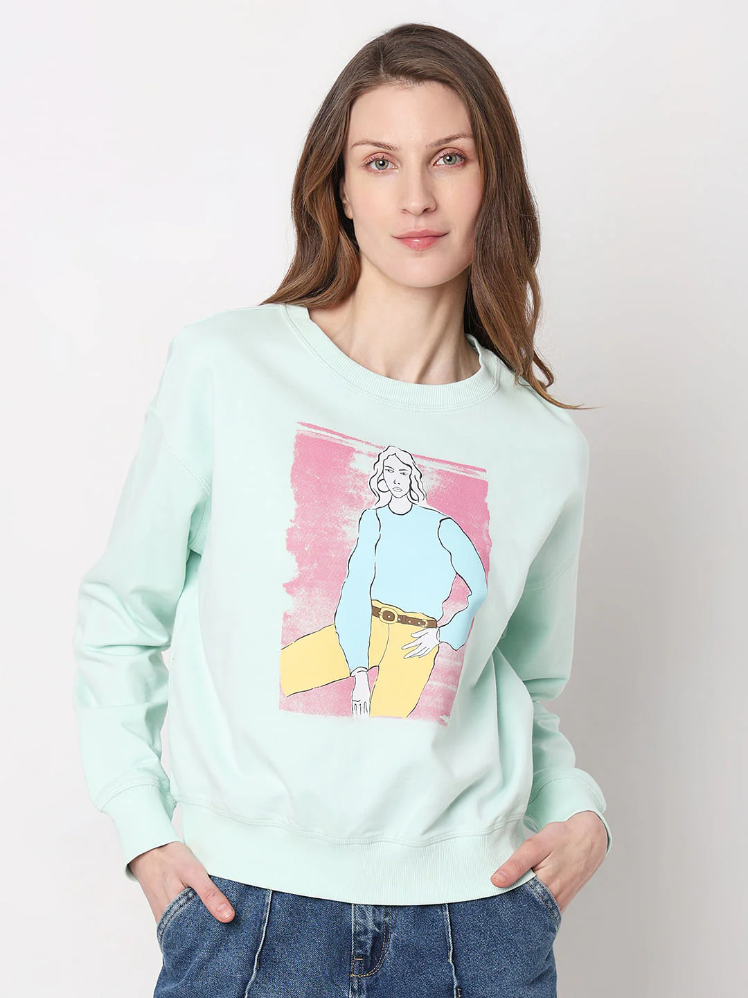 Blue Printed Sweatshirt - Image 2