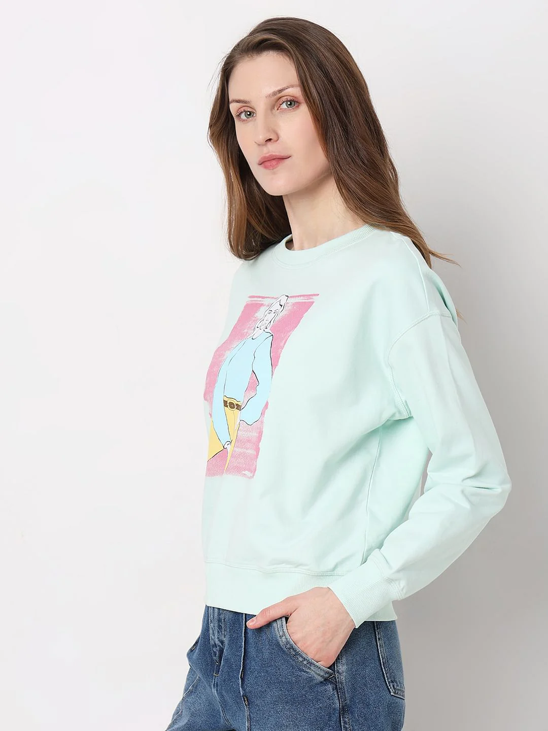Blue Printed Sweatshirt - Image 3