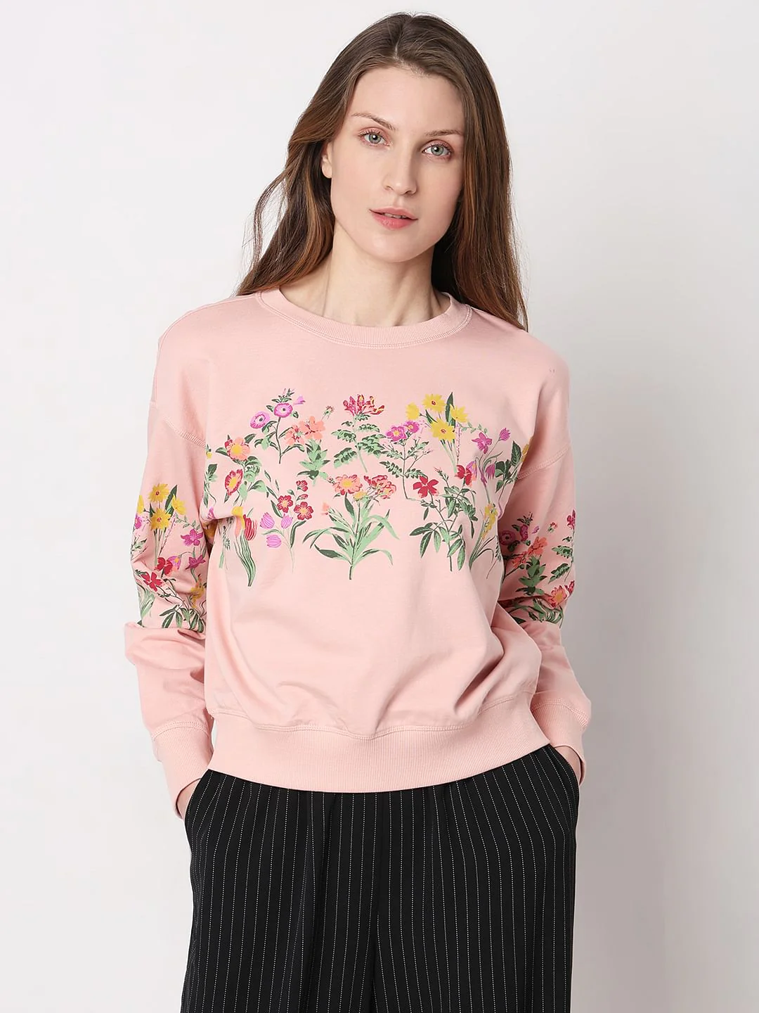 Peach Floral Print Sweatshirt - Image 2