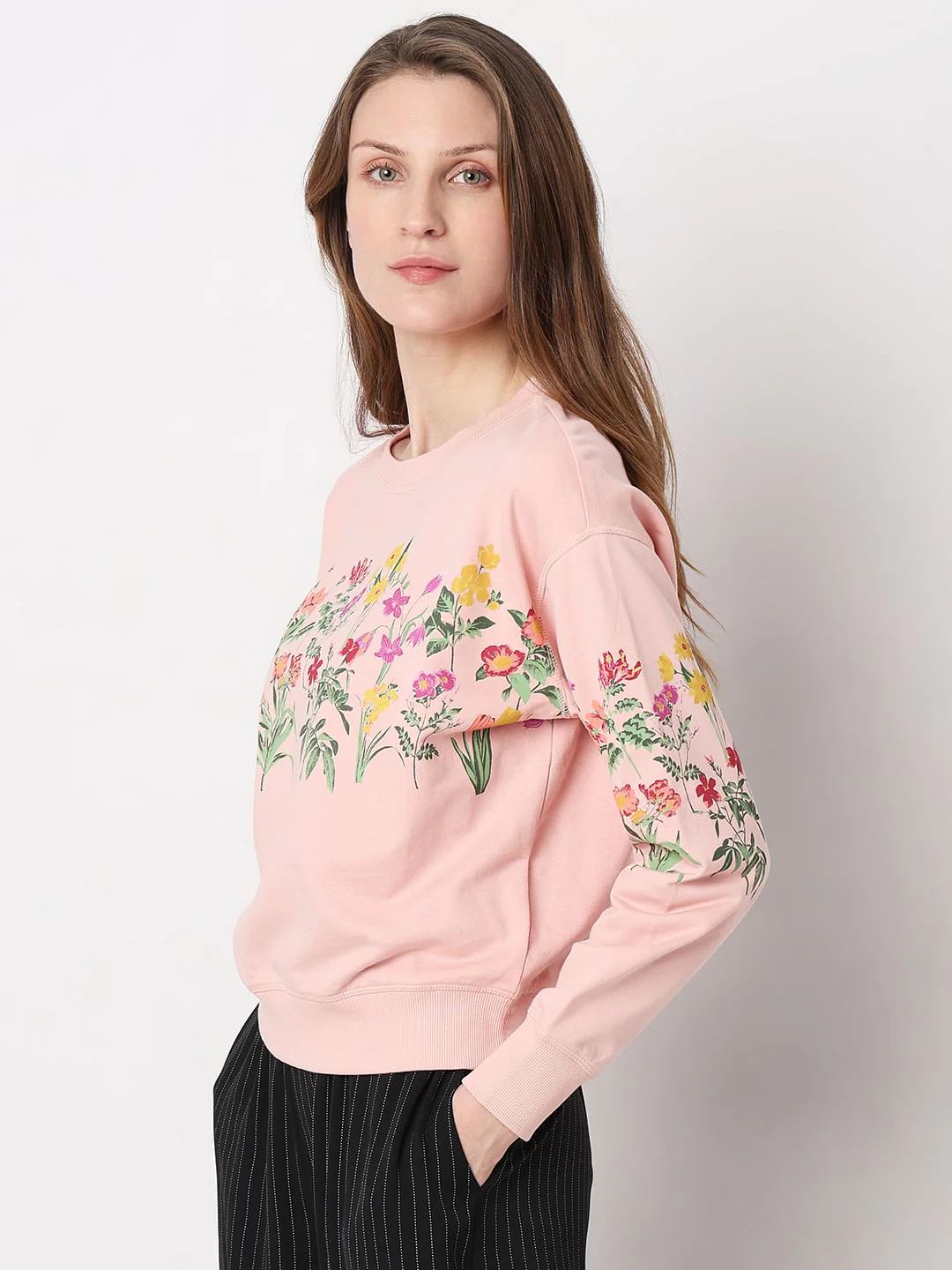 Peach Floral Print Sweatshirt - Image 3