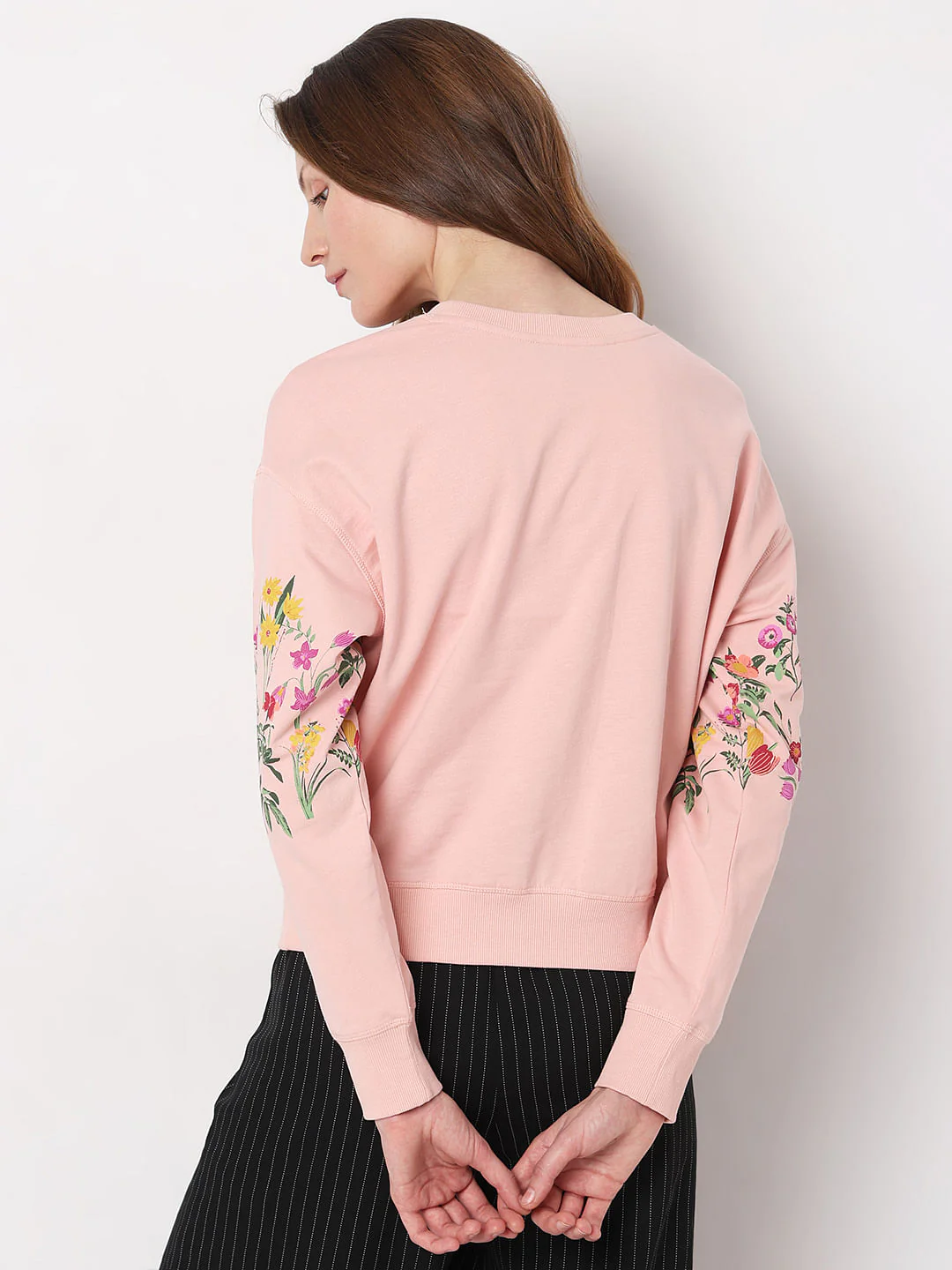 Peach Floral Print Sweatshirt - Image 4