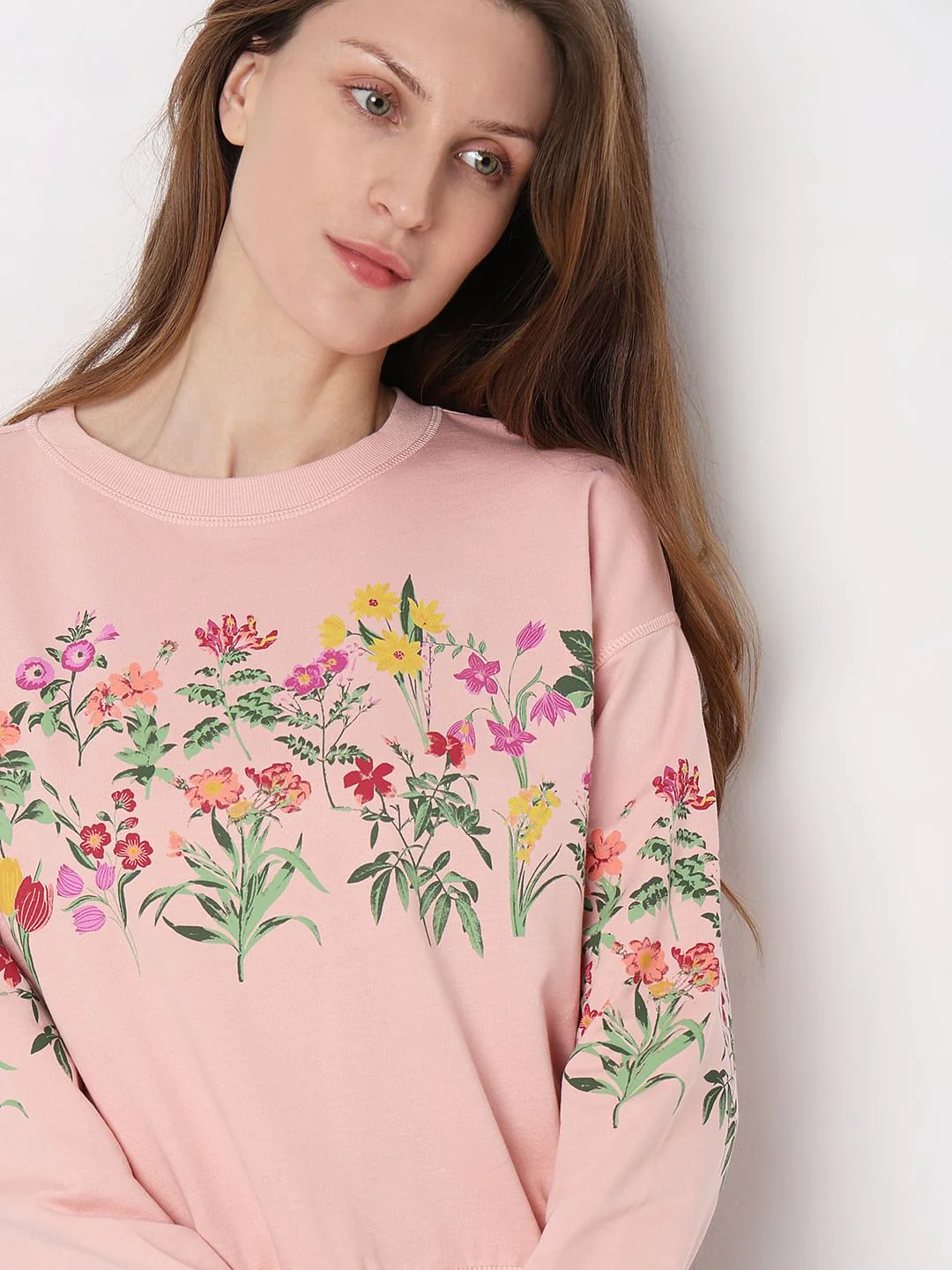Peach Floral Print Sweatshirt - Image 6
