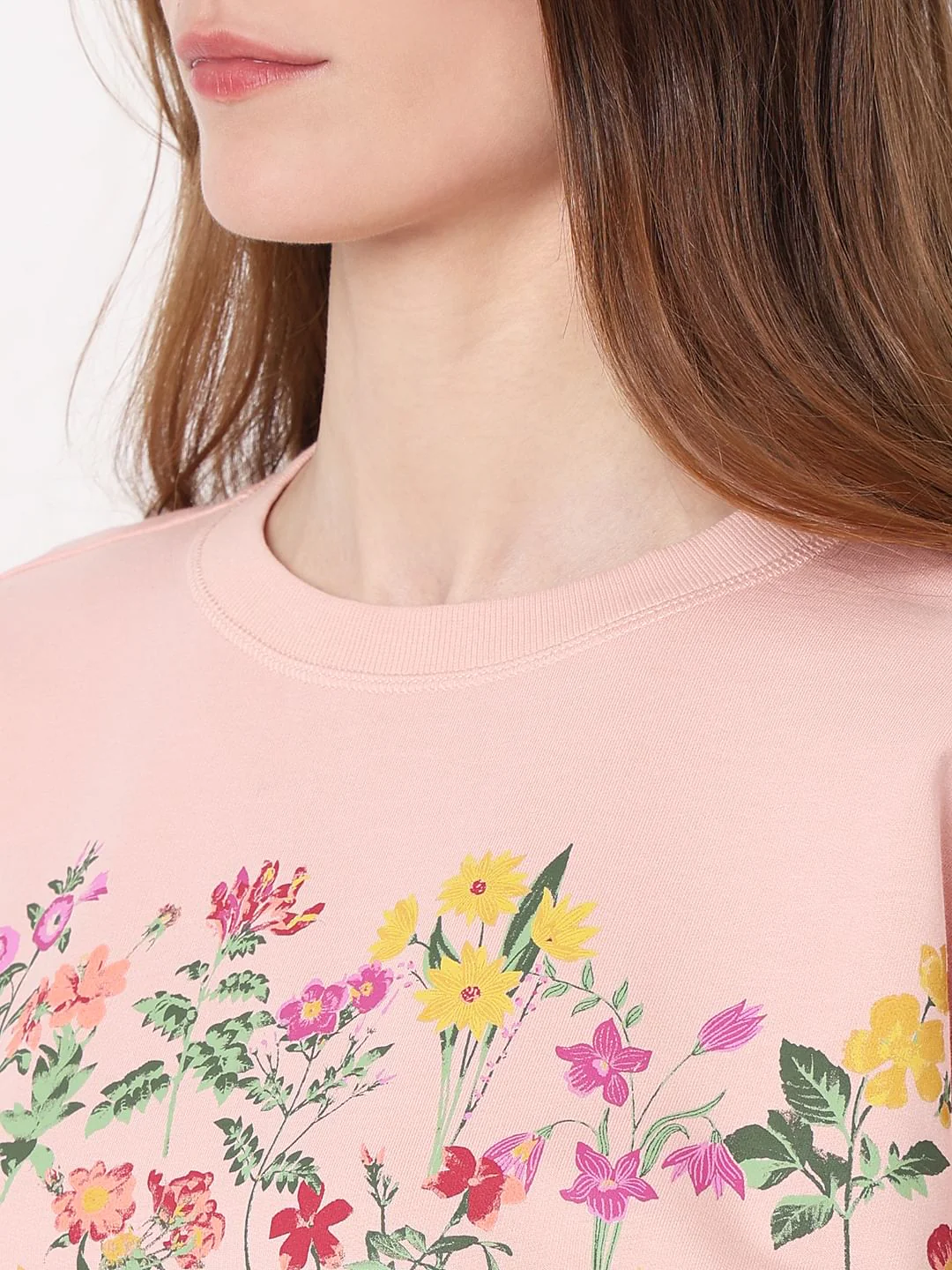 Peach Floral Print Sweatshirt - Image 8