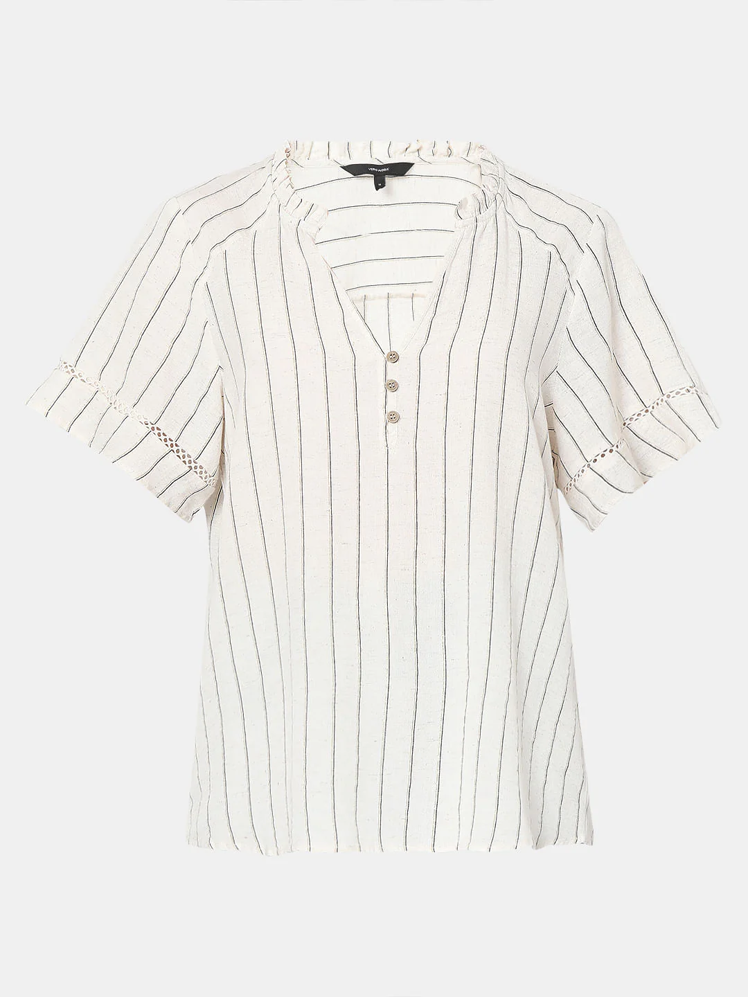 Beige Striped Woven Top - Image 7