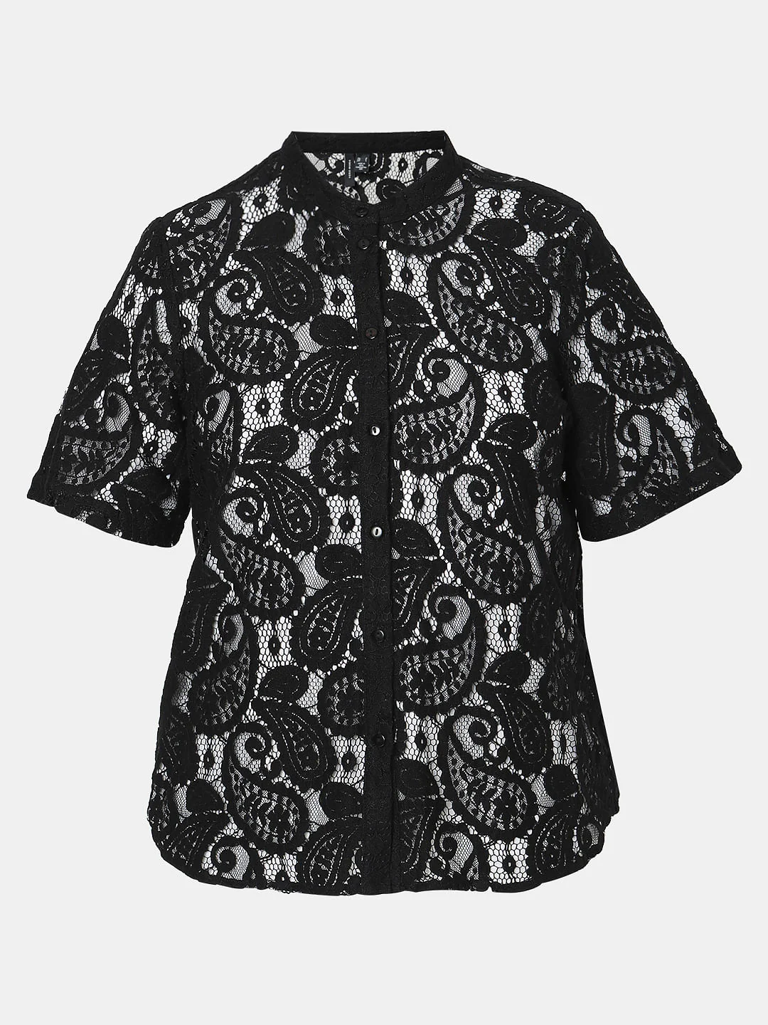 Black Lace Short Sleeves Top - Image 7