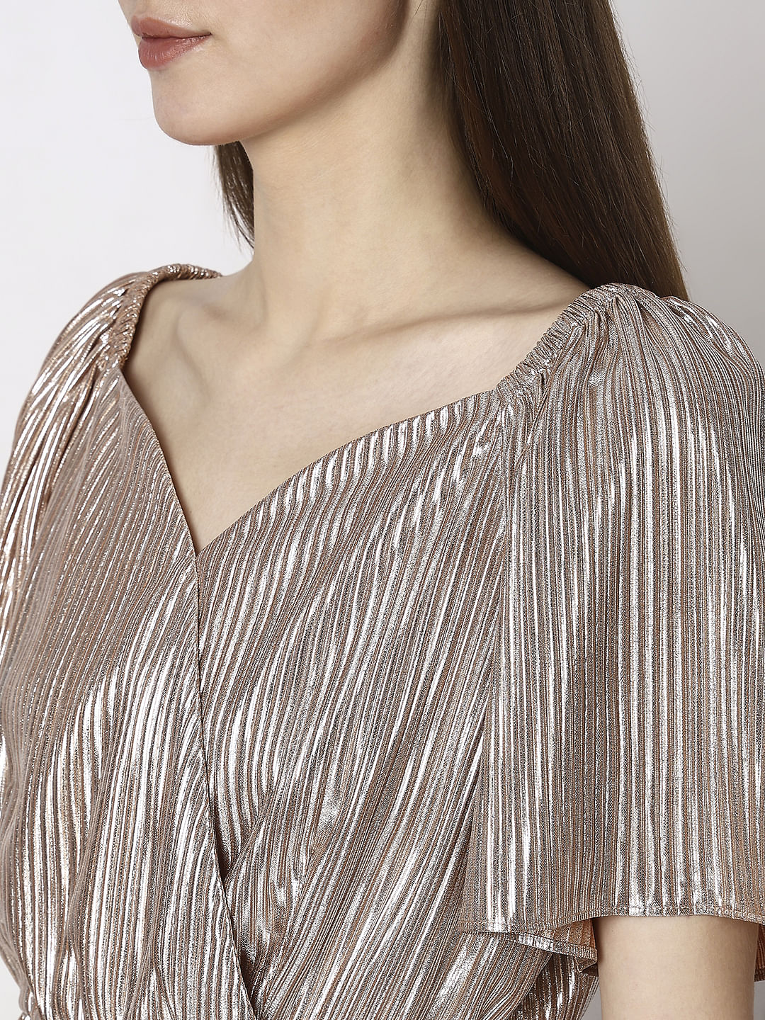 Pink Textured Flared Sleeves Top - Image 8