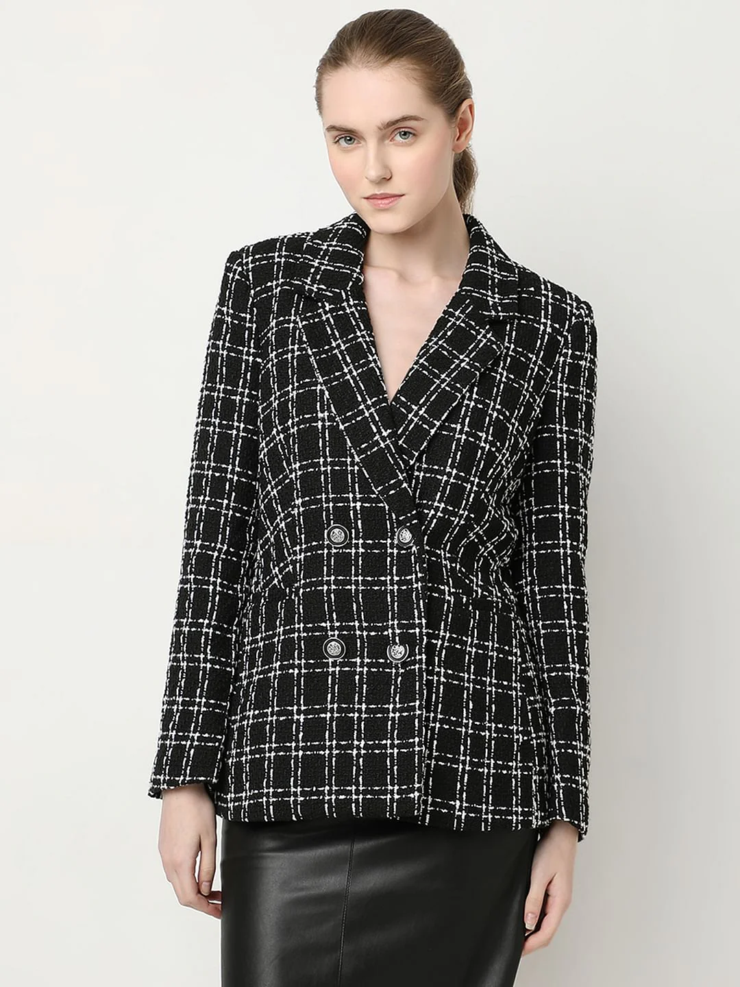 Black Tweed Tailored Blazer - Image 2