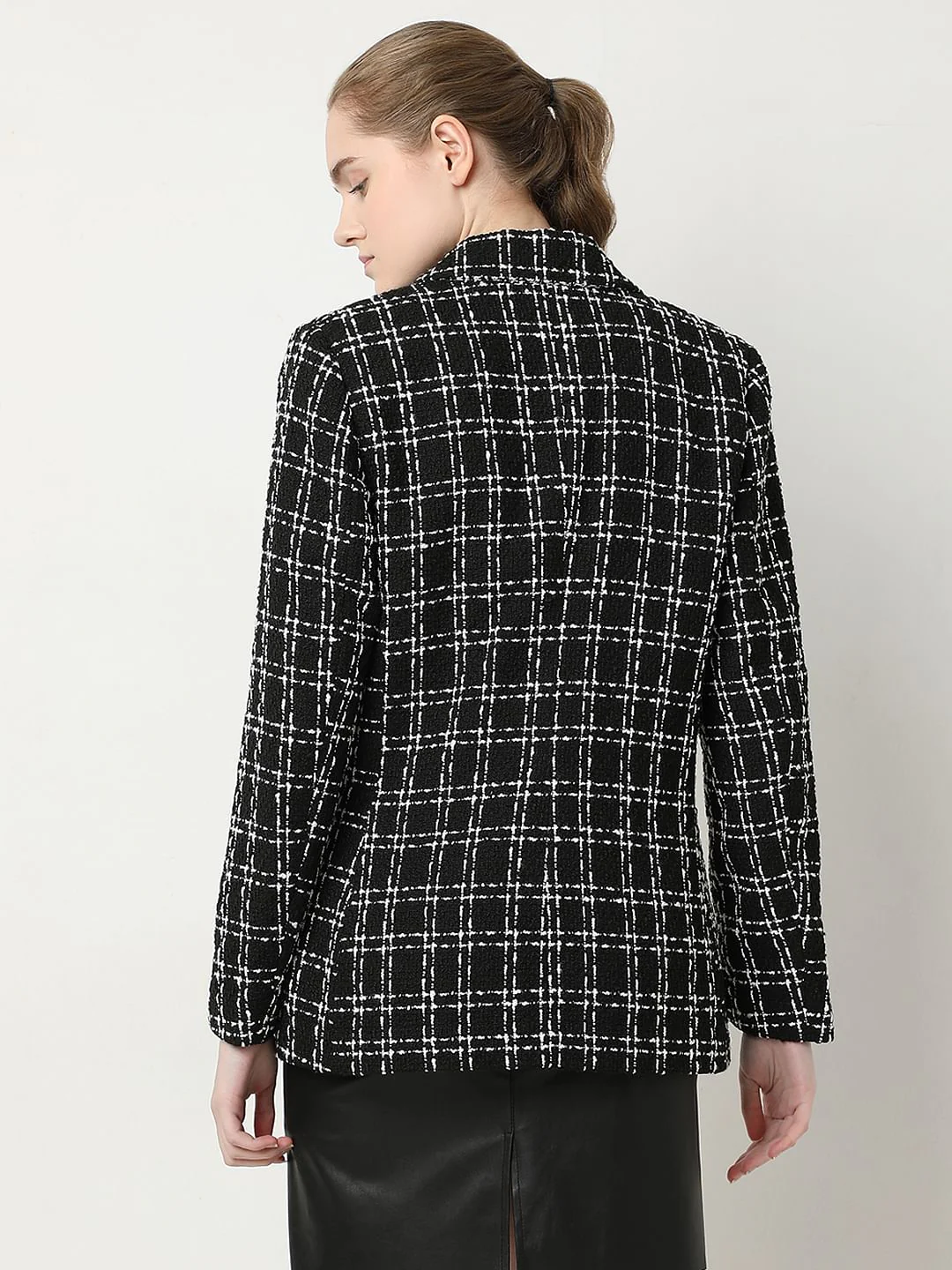 Black Tweed Tailored Blazer - Image 4