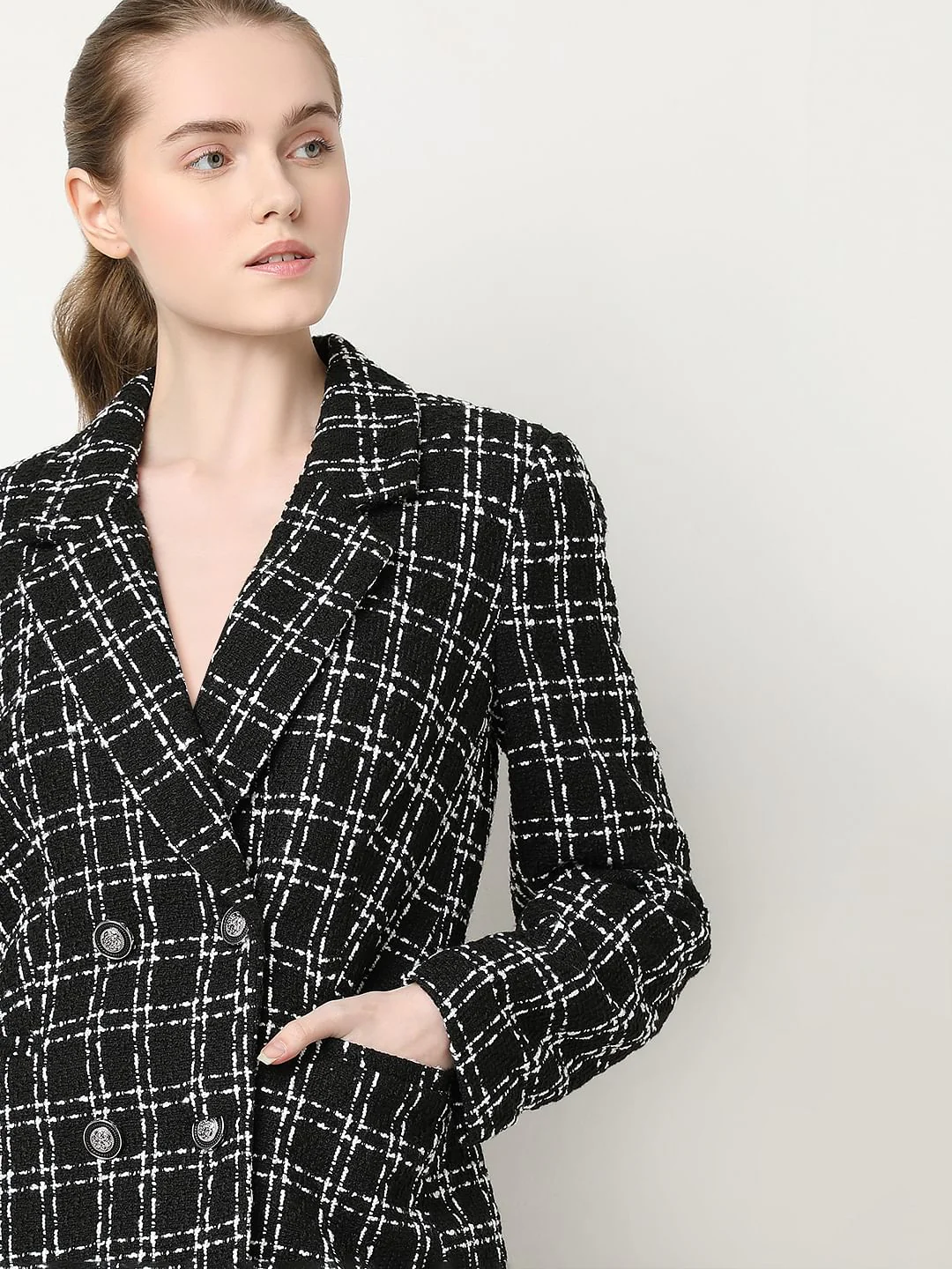 Black Tweed Tailored Blazer - Image 6