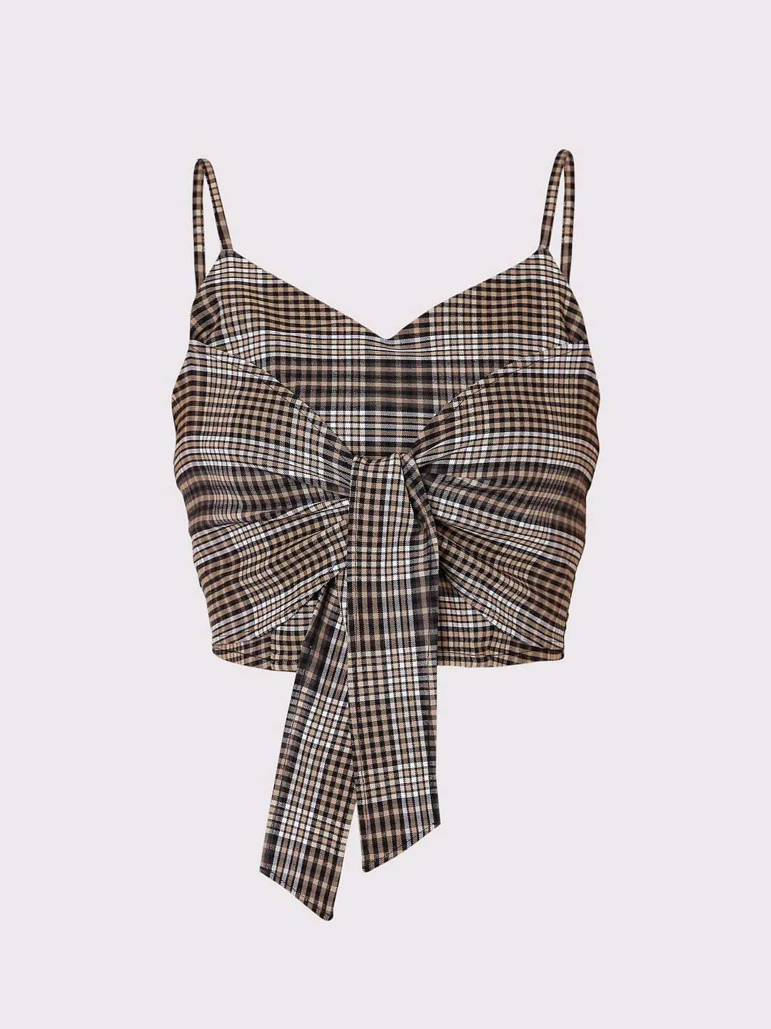Brown Checks Co-Ord Set Crop Top - Image 7