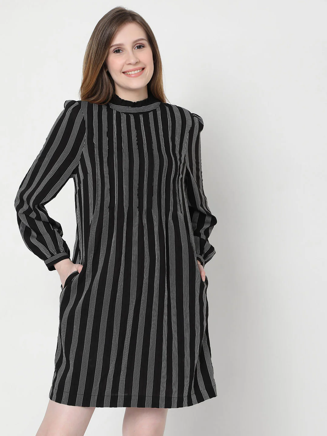Black Striped Shift Dress - Image 2
