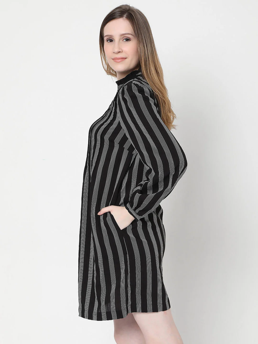 Black Striped Shift Dress - Image 3