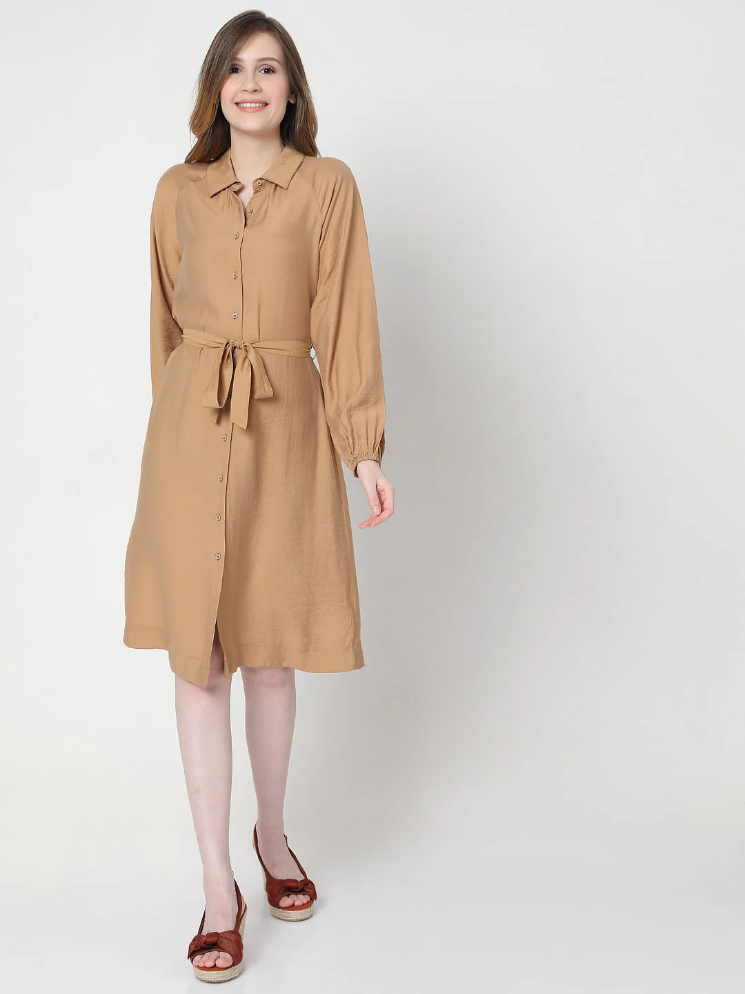 Beige Shirt Dress - Image 2