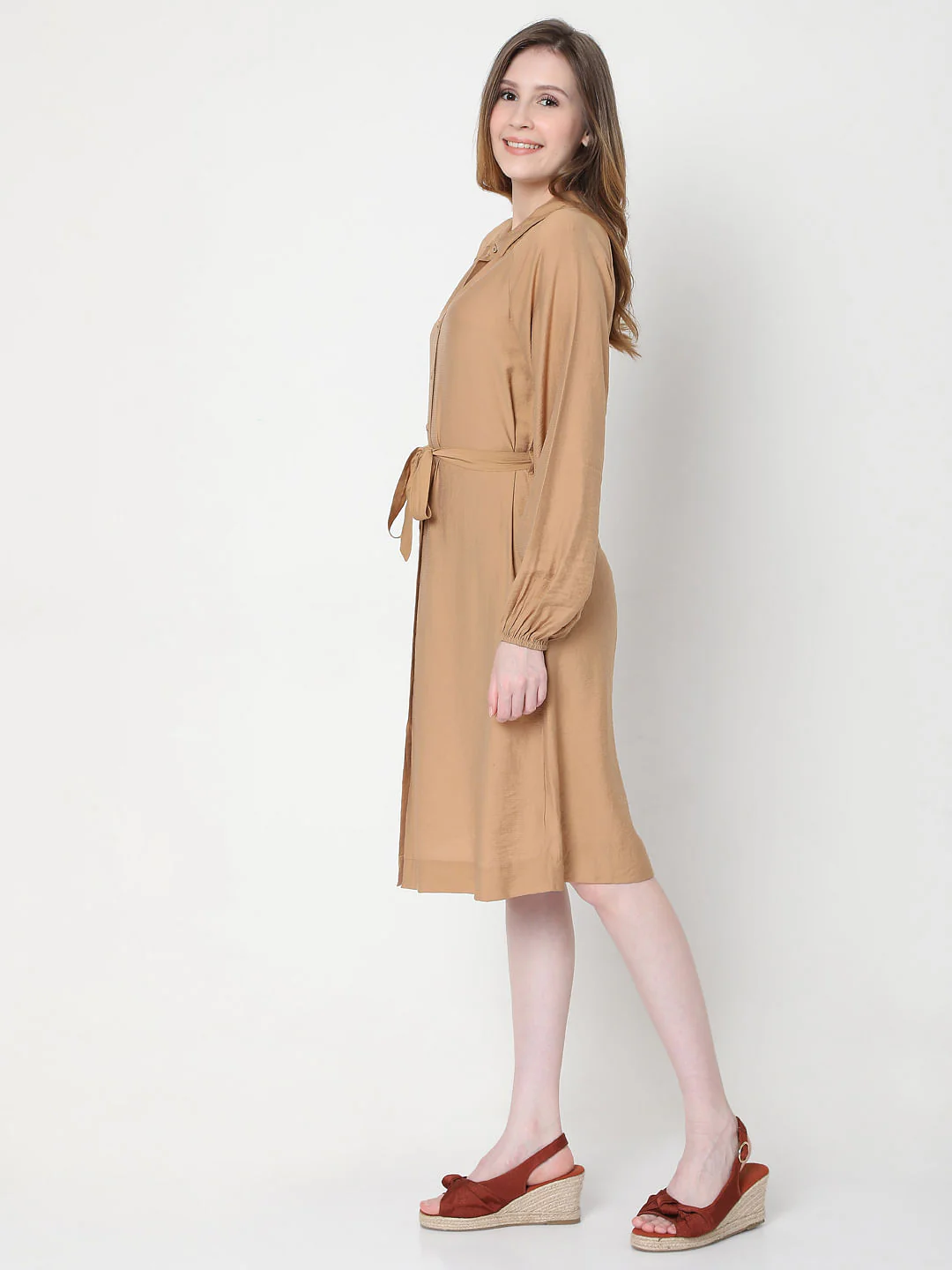 Beige Shirt Dress - Image 3