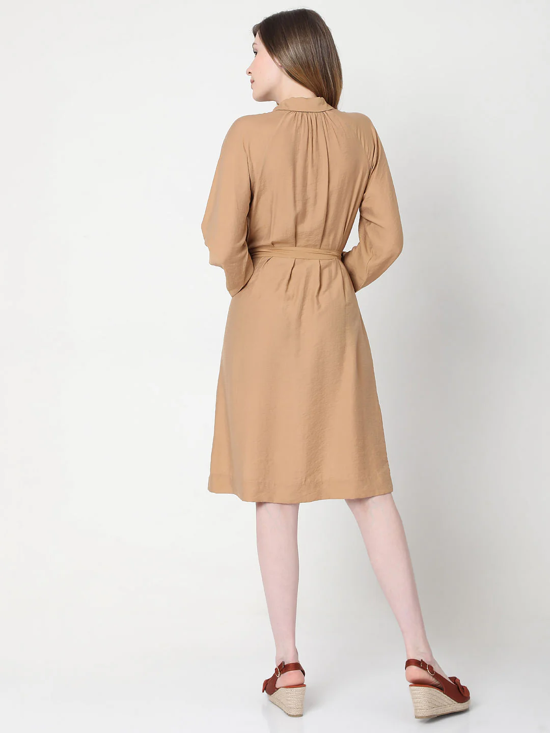 Beige Shirt Dress - Image 4