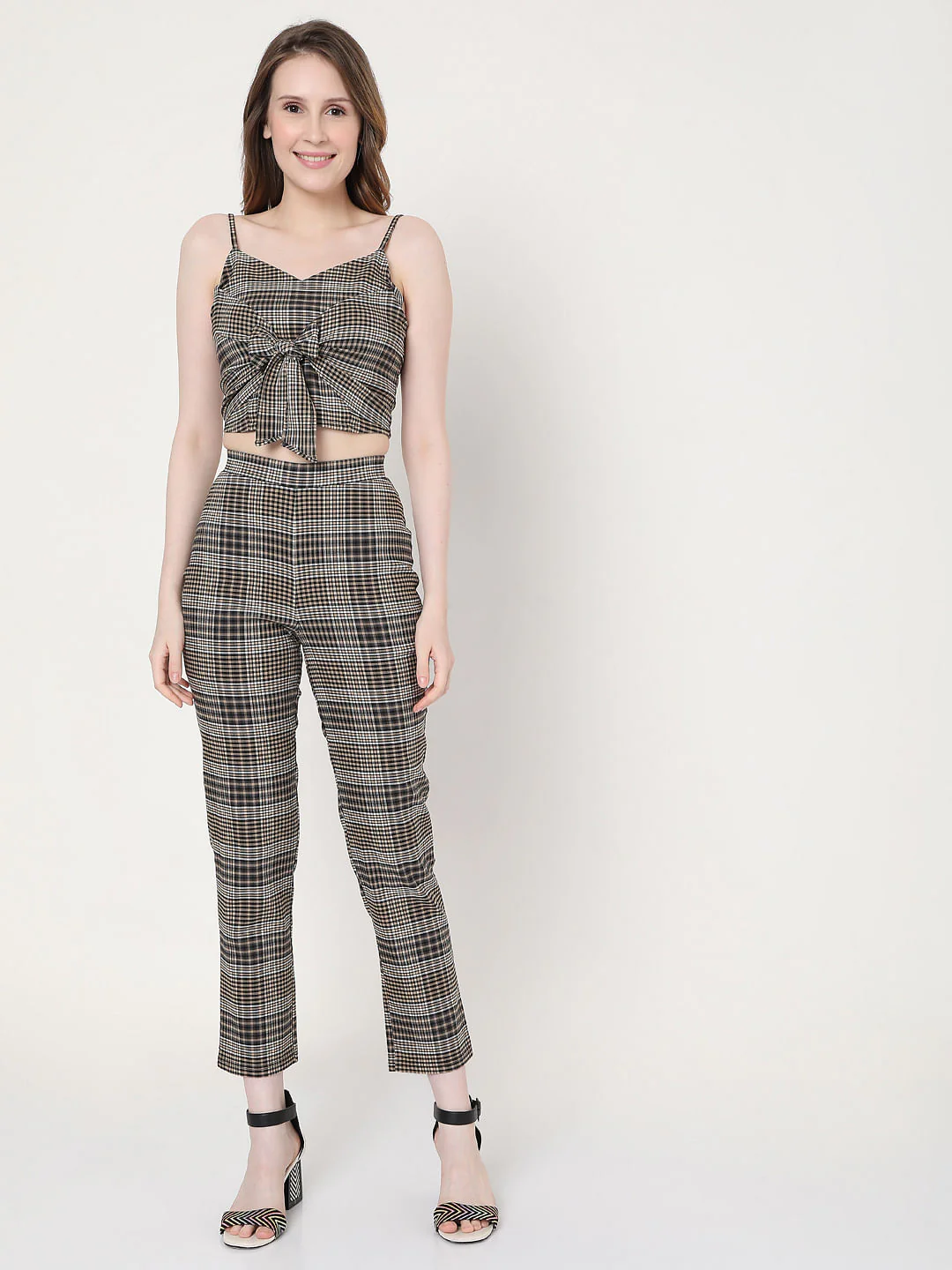 Brown High Rise Check Co-Ord Pants - Image 6