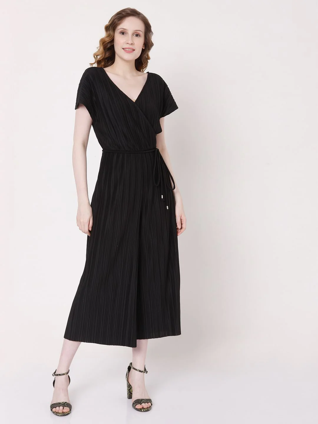 Black Overlap Jumpsuit - Image 2