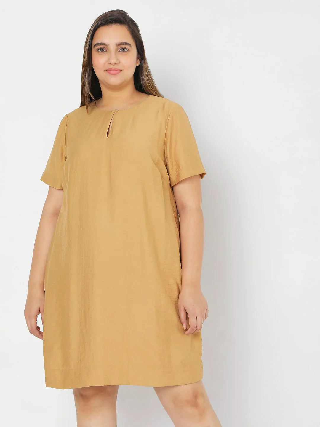 Curve Tan Brown Shift Dress - Image 2