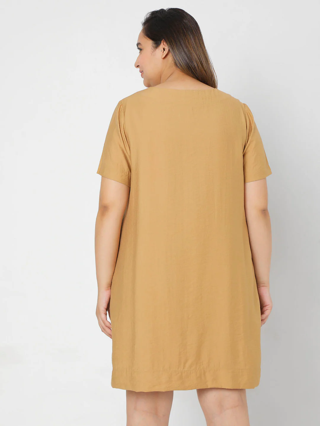 Curve Tan Brown Shift Dress - Image 4