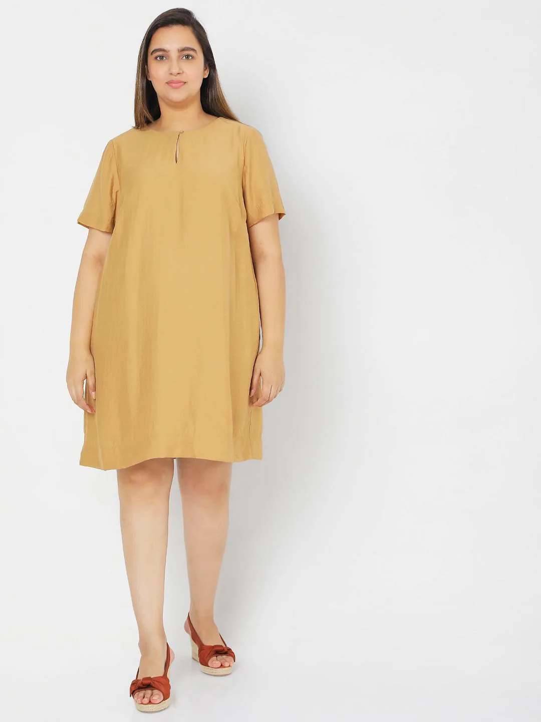 Curve Tan Brown Shift Dress - Image 5