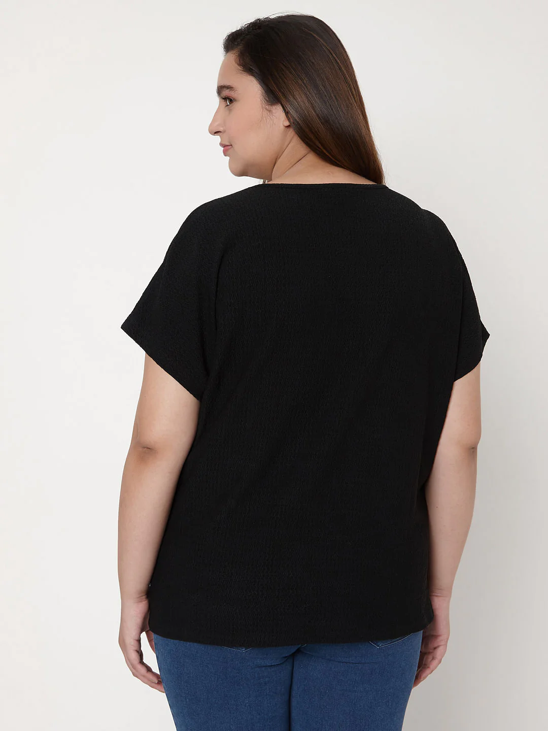 Curve Black V Neck Knit Top - Image 4