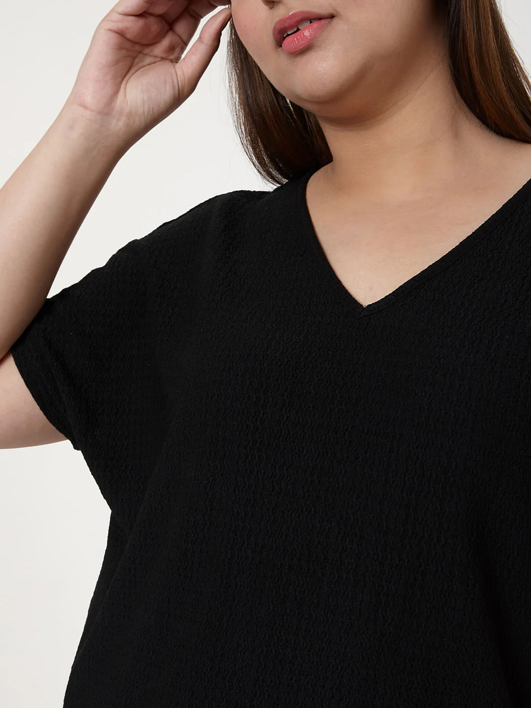 Curve Black V Neck Knit Top - Image 6