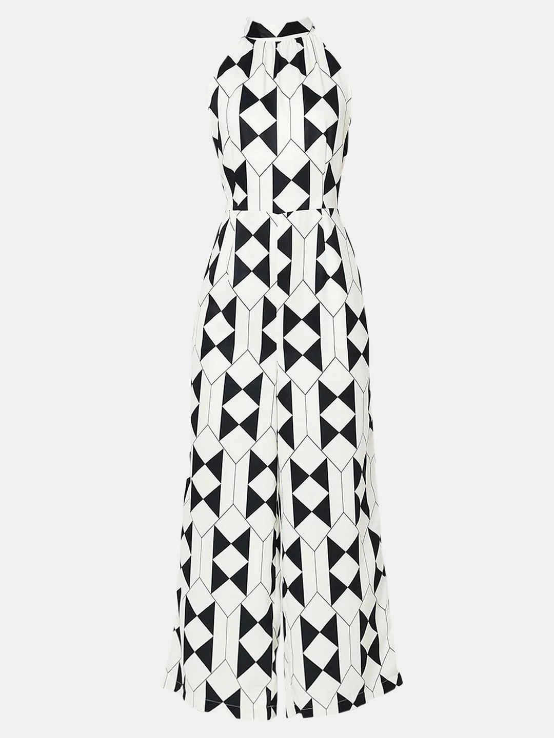White Printed Halter Neck Jumpsuit - Image 6