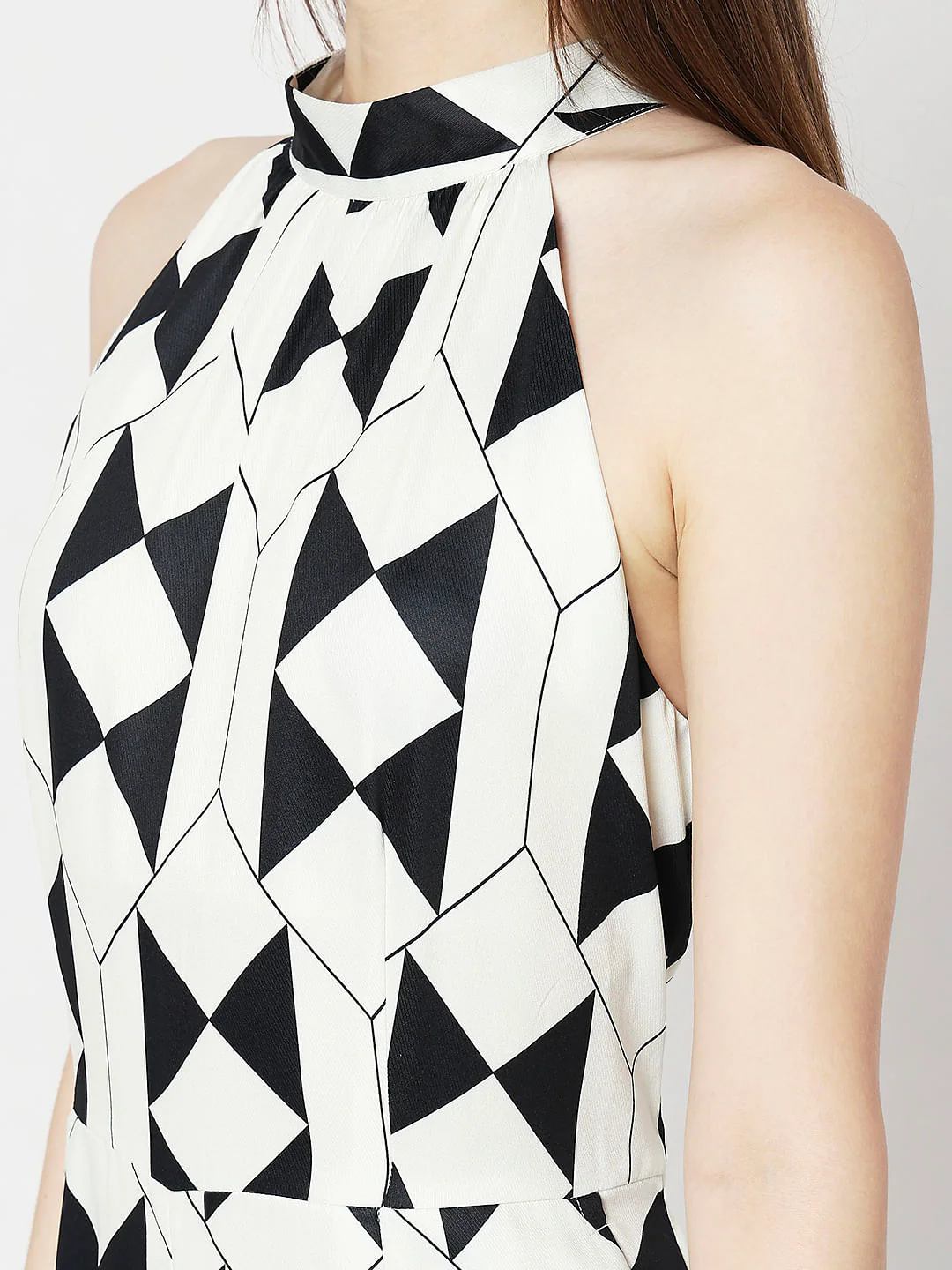White Printed Halter Neck Jumpsuit - Image 7