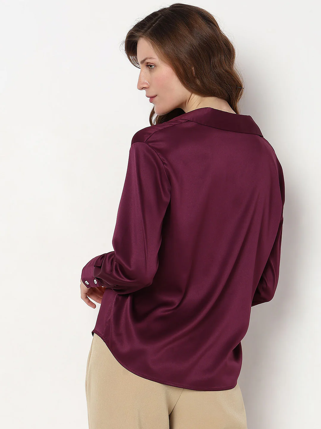 Burgundy Satin Shirt - Image 4