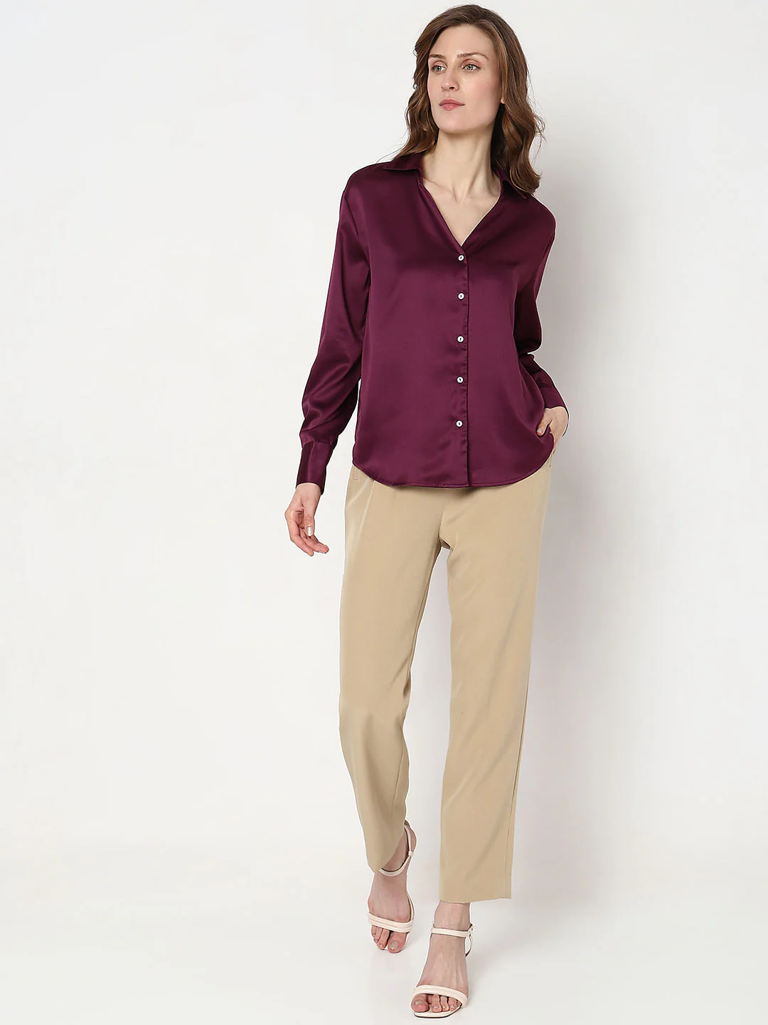 Burgundy Satin Shirt - Image 5