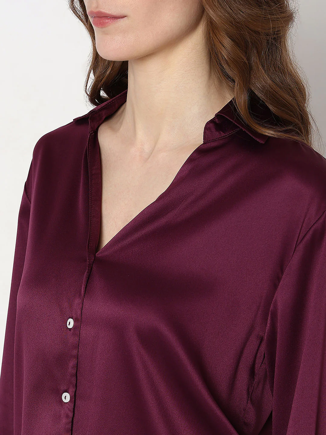 Burgundy Satin Shirt - Image 8