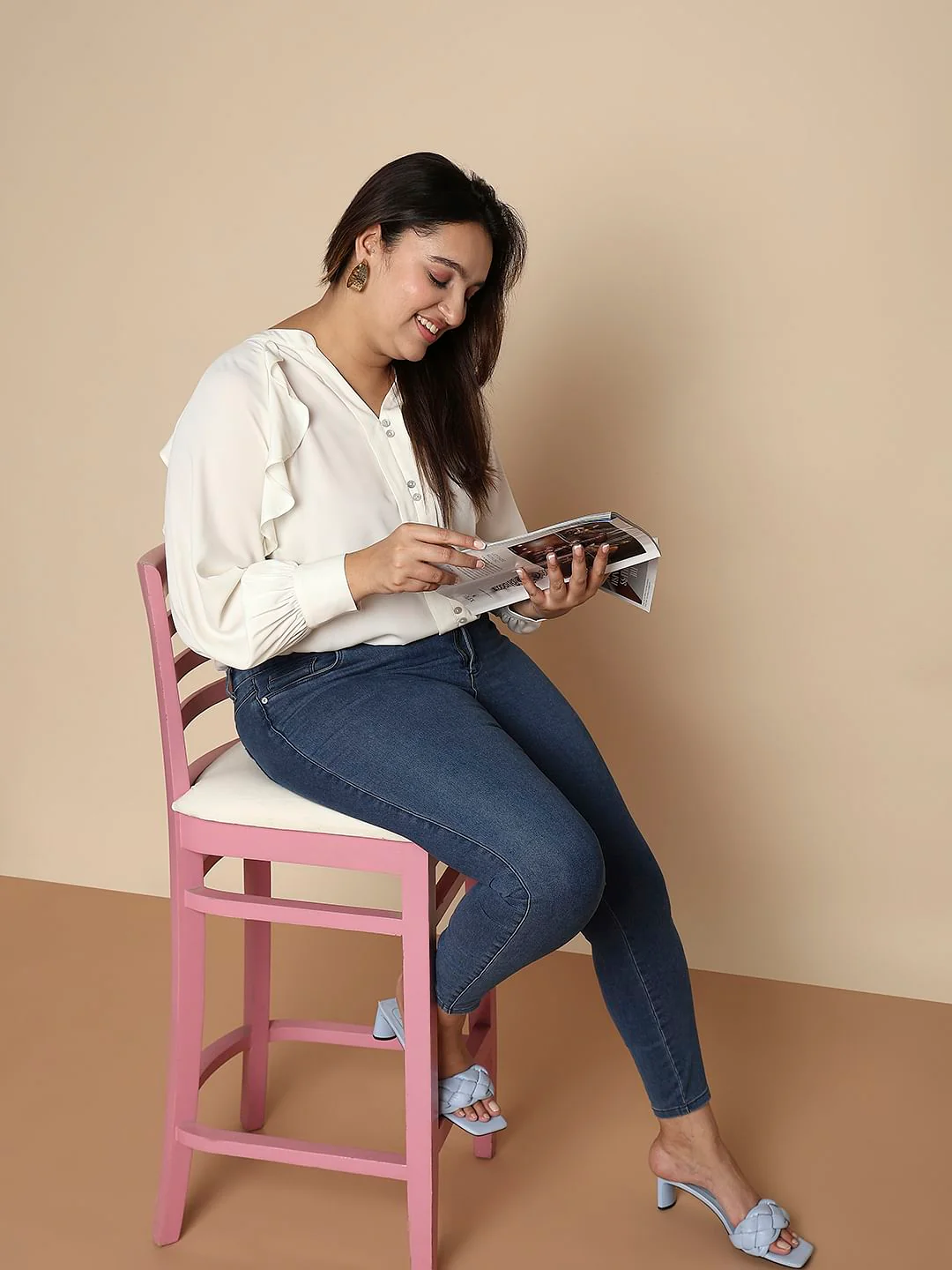 Curve Blue Mid Rise Skinny Fit Jeans