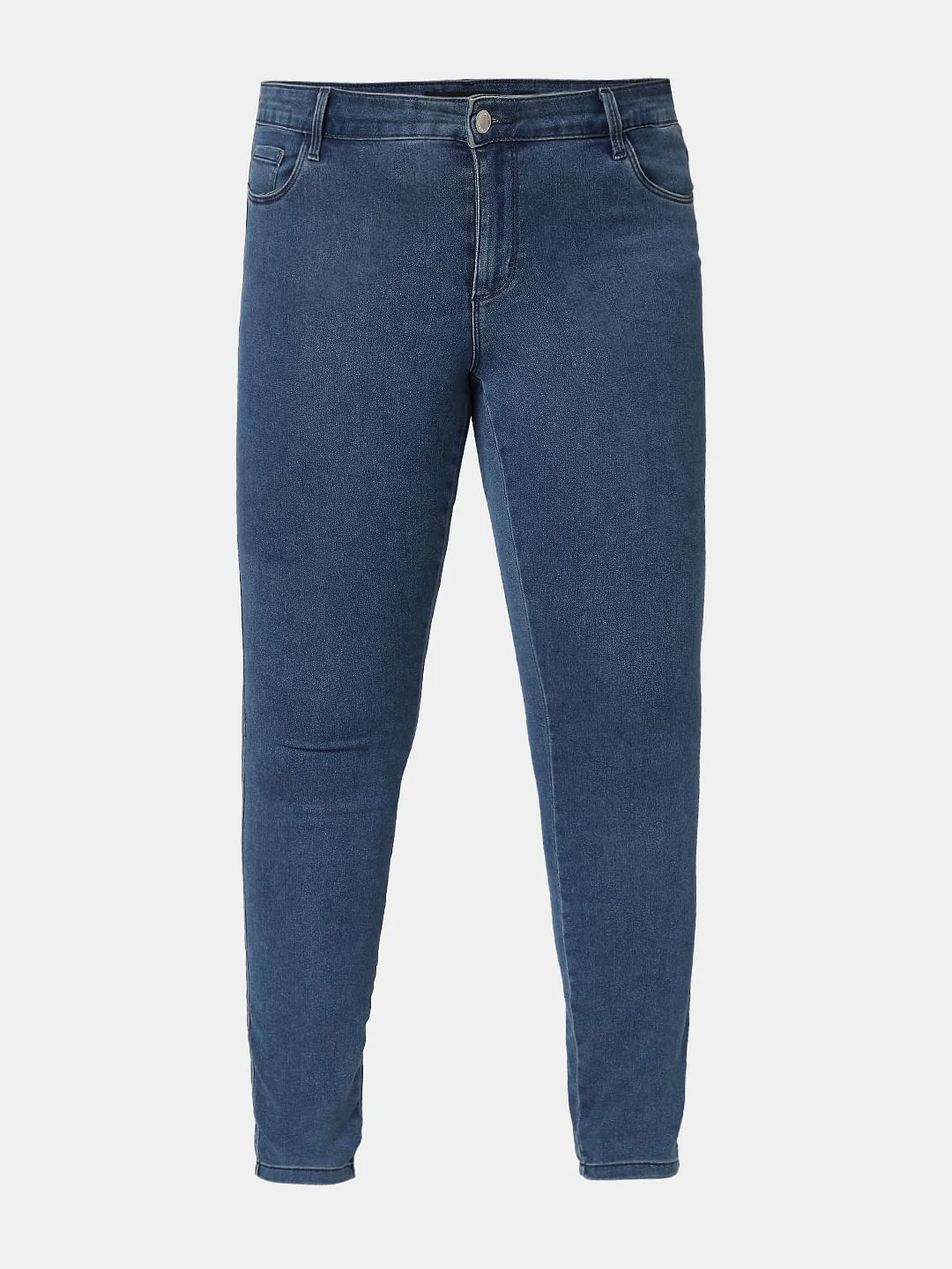 Curve Blue Mid Rise Skinny Fit Jeans - Image 7