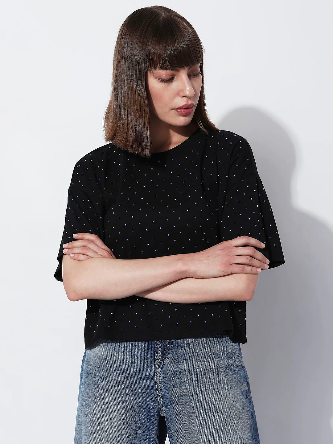 Black Embellished Knit Top - Image 2