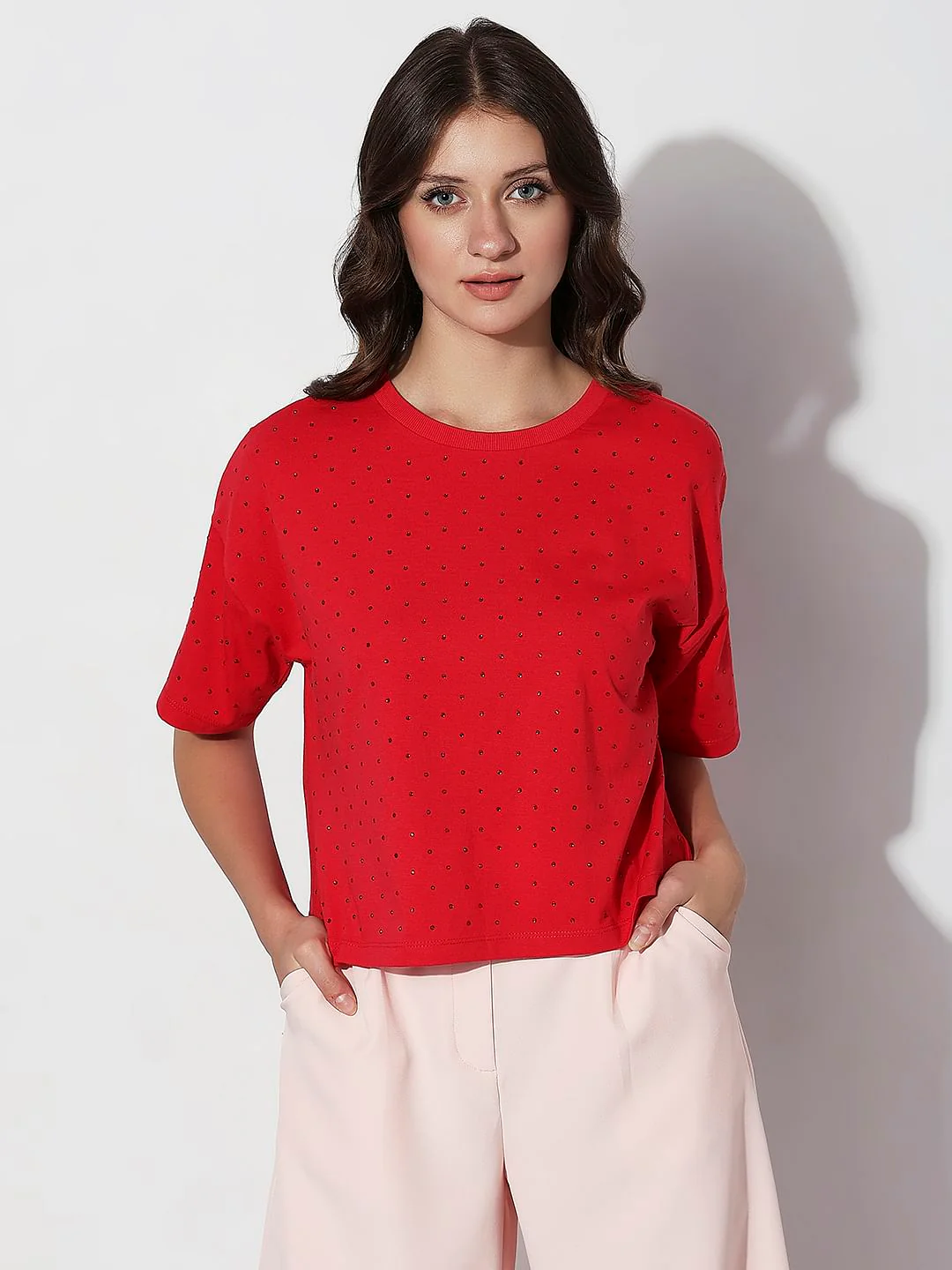 Red Embellished Knit Top - Image 2