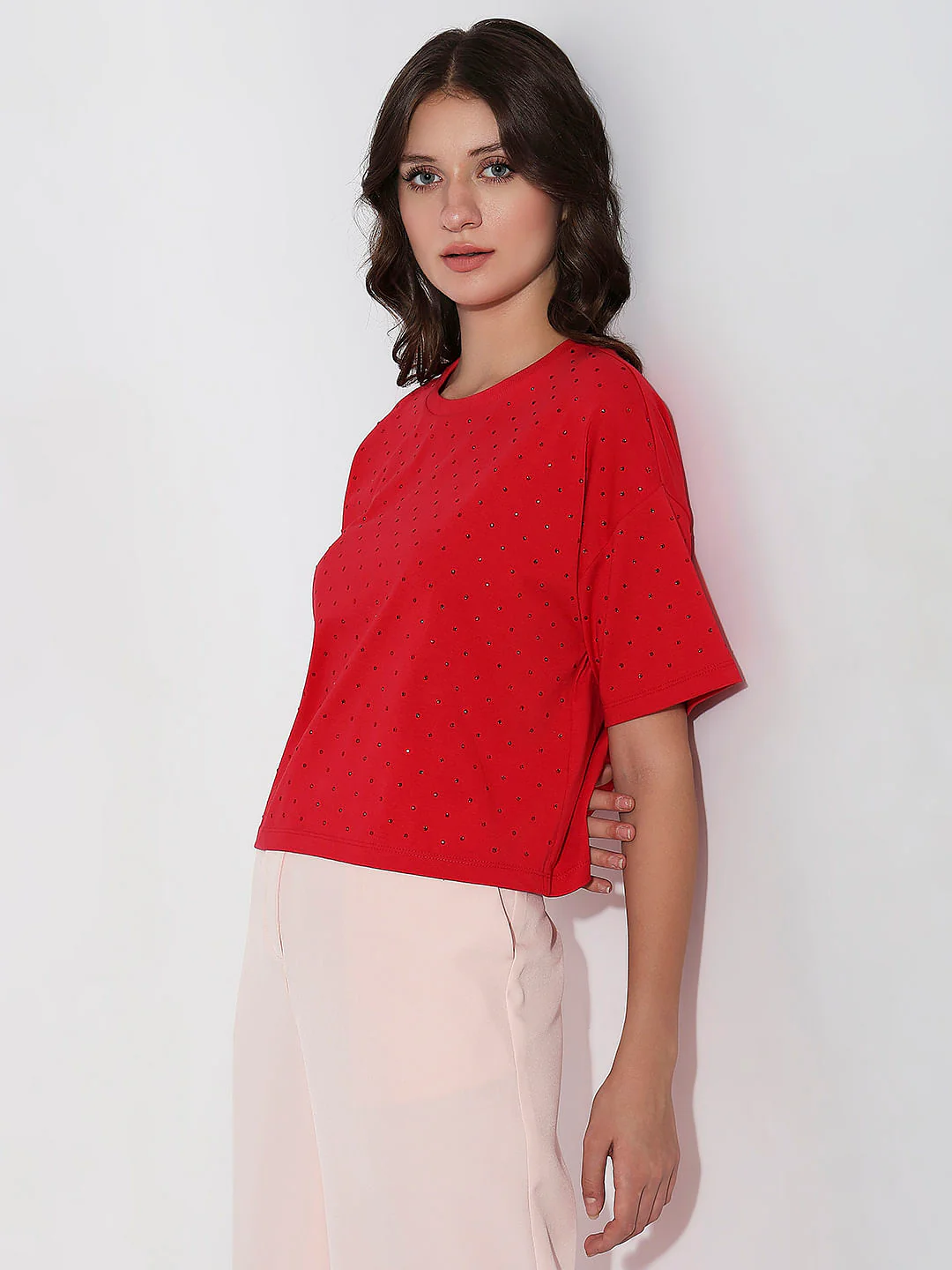 Red Embellished Knit Top - Image 3